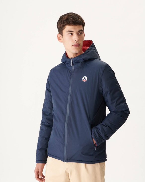 Jott Marine/rouge Wendbare Pufferjacke Mit Kapuze Bergen