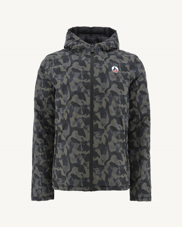 Jott Print Militaire/noir Wendbare Wattierte Kapuzenjacke Bergen