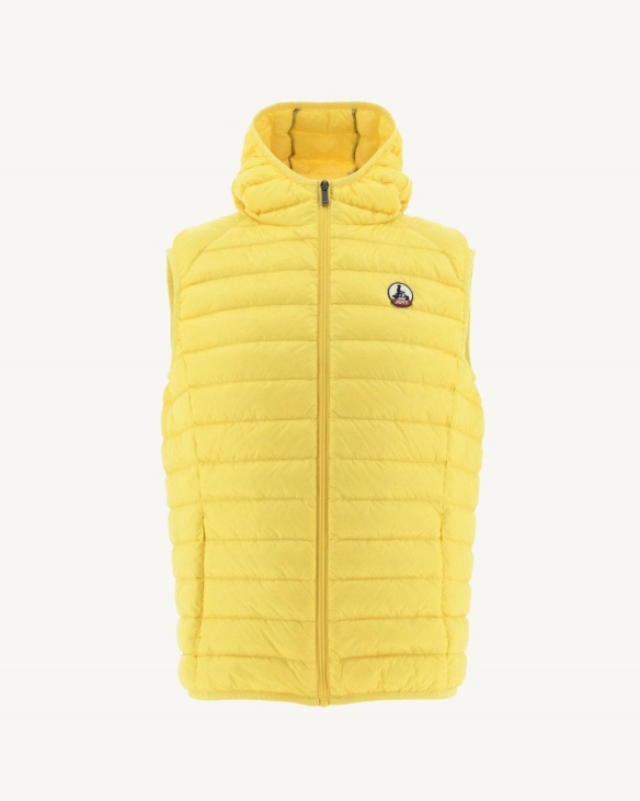 Jott Weiche Gelbe ärmellose Daunenjacke Mit Kapuze Pat