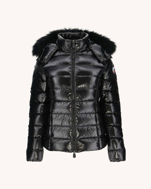 Extrem Kalt Lackierte Daunenjacke Mit Kapuze Noir Luxe Jott