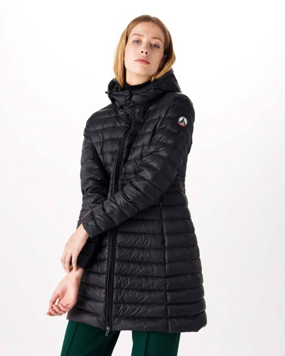 Lange Daunenjacke Mit Kapuze Noir Vero Jott