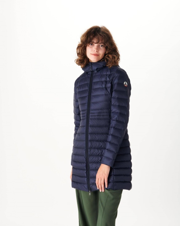 Lange Daunenjacke Mit Kapuze Marine Vero Jott