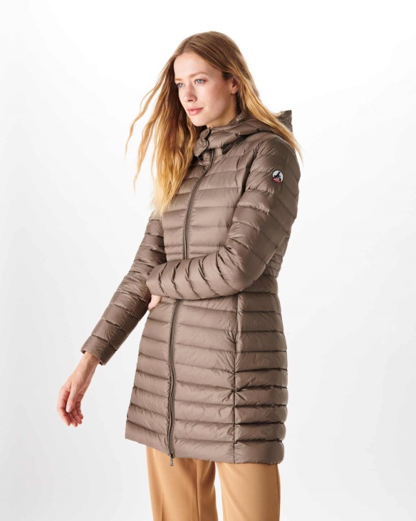 Jott Lange Daunenjacke Mit Kapuze Taupe Vero