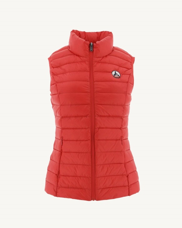 Jott Leichte ärmellose Daunenjacke Fire Red Seda
